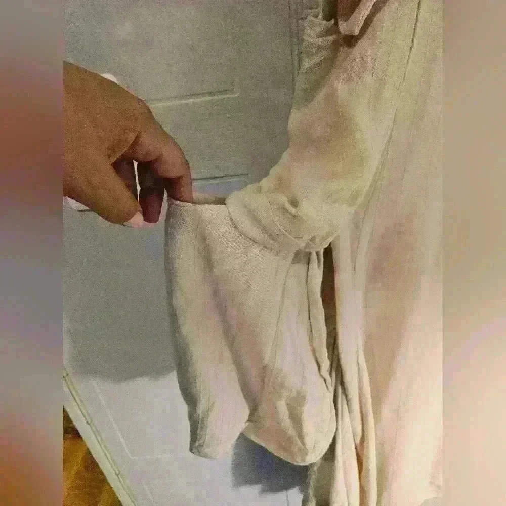 H4 Cream V-neck Sleeveless Midi A-line Dress Size EU 36 US L EUC - Picture 4 of 16